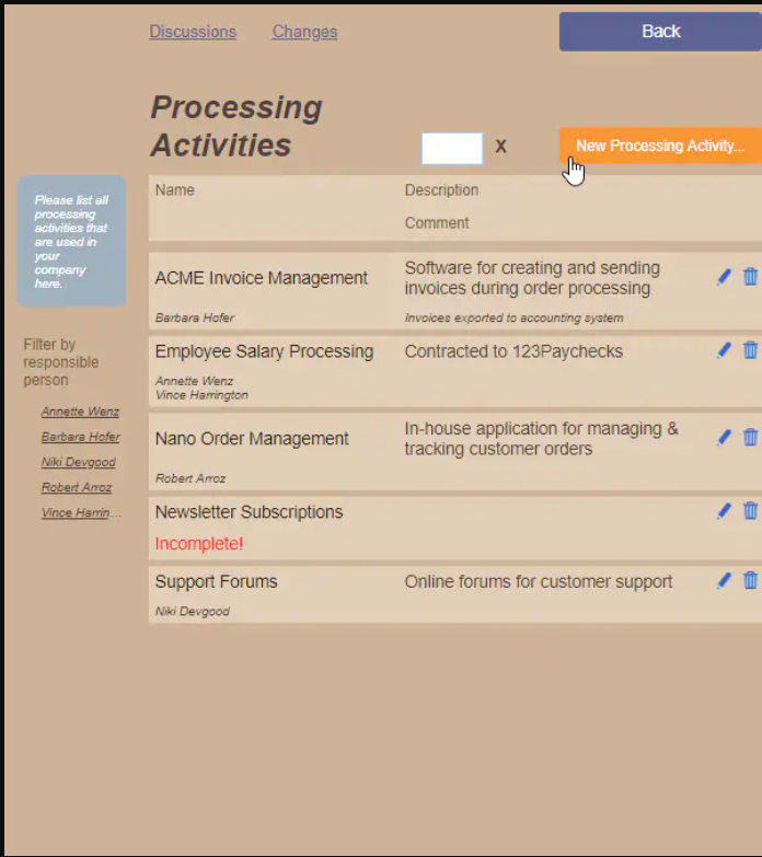 screenshot of Altova GDPR Compliance Database